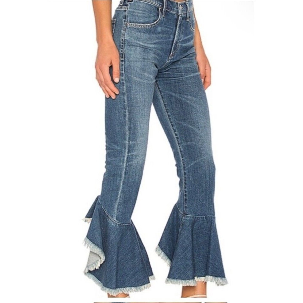 Citizens of Humanity Jeans Womens 27 Gray Drew Flounce High Rise Crop $258 Nwt - Picture 2 of 15